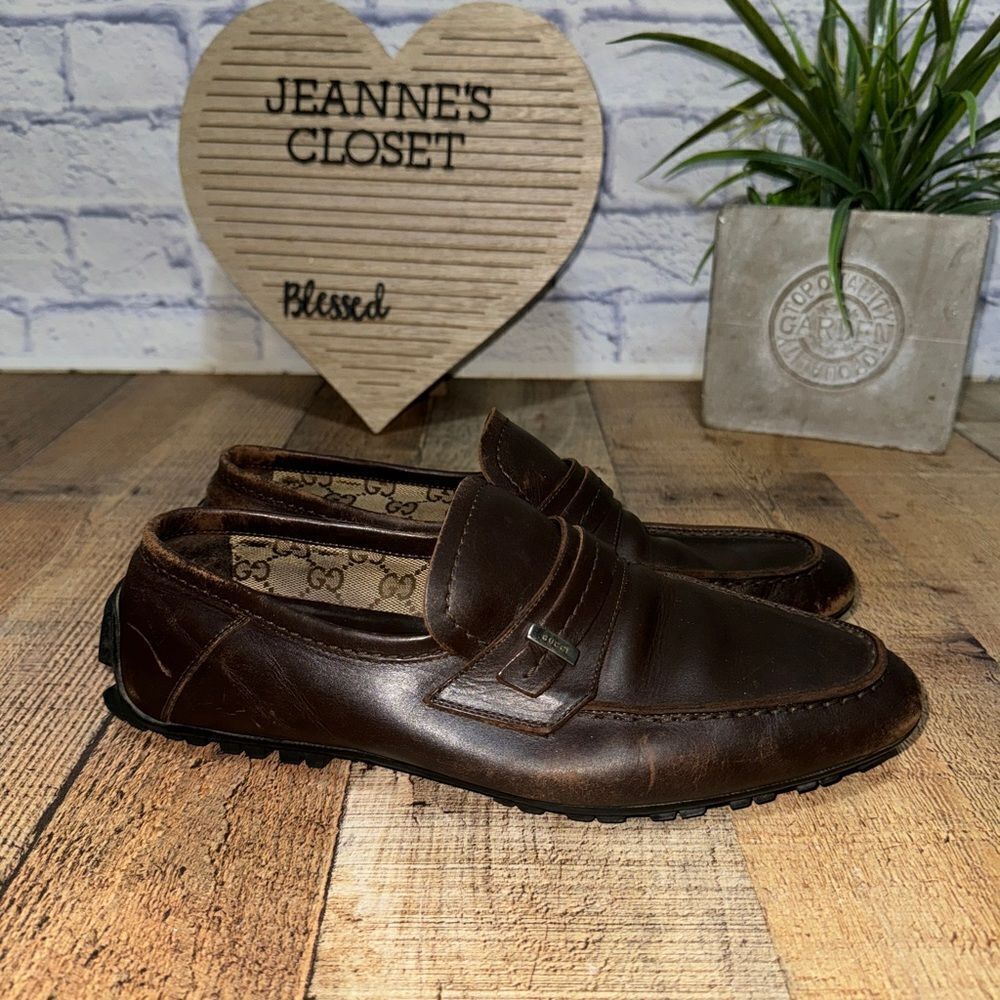 Gucci brown leather driving loafers size 41 - Picture 15 of 16